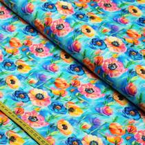 Tecido Tricoline Pintando a Primavera por Karin Camargo : Jardim Azul (0,50x1,50) Tecido Tricoline Pintando a Primavera por Karin Camargo : Jardim Azul (0,50x1,50)