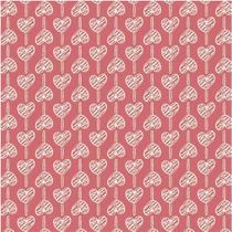 Tecido Tricoline Pirulito de Corações Fundo Coral - 50 x 150 cm