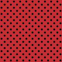 Tecido Tricoline Poá Bola Média Preto Fundo Vermelho (5 mm) - Peripan - 50 cm x 150 cm