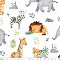 Tecido Tricoline Safári Fundo Branco - Peripan - 50 x 150 cm