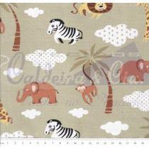 Tecido Tricoline Safári Fundo Marrom - Tecidos Caldeira - 50 x 150 cm - Ideal para Artesanato e Patchwork