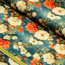 Tecido Tricoline Safari : Oriente Petróleo (0,50x1,50)