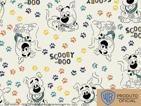 Tecido Tricoline SCOOBY DOO E PATINHAS FUNDO OFF WHITE (Pet) - Ibirapuera - 50 x 150 cm - Ideal para Artesanato e Patchwork