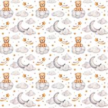 Tecido Tricoline Ursinho nas Nuvens - Peripan - 50 x 150 cm - Ideal para Artesanato e Patchwork