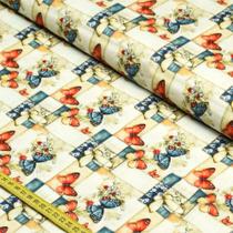 Tecido Tricoline Vida no Campo : Borboletas (0,50x1,50)