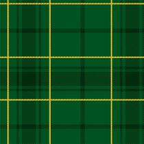 Tecido Tricoline Xadrez Dourado Fundo Verde para Natal - Peripan - 50 x 150 cm