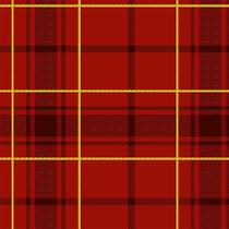 Tecido Tricoline Xadrez Dourado Fundo Vermelho para Natal - Peripan - 50 x 150 cm