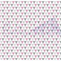 Tecido Tricoline Yole Rosa com Cinza - Tecidos Caldeira - 50 x 150 cm para Artesanato e Patchwork