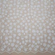 Tecido Tule Bordado 3D 100% Poliester Branco