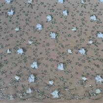 Tecido Tule Bordado Floral 3D 100% Poliester Branco Tecido Tule Bordado Floral 3D 100% Poliester Branco