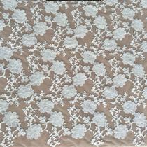 Tecido Tule Bordado (RC11249) 100% Poliester Branco