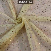 Tecido Tule Brilho Constelação 100% Poliester Amarelo