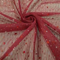 Tecido Tule Brilho Constelação 100% Poliester Marsala