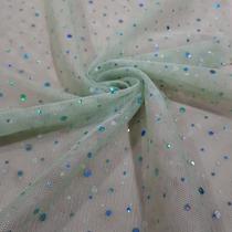 Tecido Tule Brilho Constelação 100% Poliester Menta