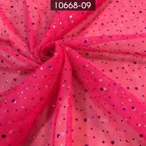 Tecido Tule Brilho Constelação 100% Poliester Pink