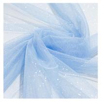 Tecido tule cristal 100% poliéster 1,40mts/larg azul bebê metro