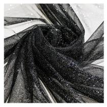 Tecido tule cristal 100% poliéster 1,40mts/larg preto metro