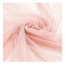 Tecido tule cristal 100% poliéster 1,40mts/larg rosa bebê metro
