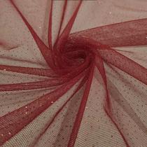 Tecido Tule Gliter Brilho 100% Poliester Marsala Tecido Tule Gliter Brilho 100% Poliester Marsala
