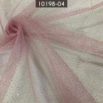 Tecido Tule Gliter Brilho 100% Poliester Rosa Bebe