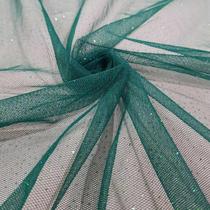 Tecido Tule Gliter Brilho 100% Poliester Verde Militar
