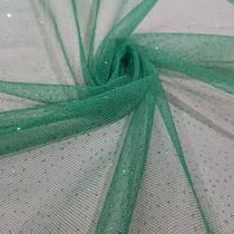 Tecido Tule Gliter Brilho 100% Poliester Verde