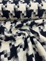 Tecido Tweed Pied de Coq - cor: off white com preto ( 1m x 1,60mts)