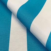 Tecido Verona Estampado Listrado Azul Turquesa e Branco - 1,40m de Largura
