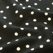 Tecido Viscolinho Estampado Poa Bolas Branca Fundo Preto - tecidosmodelo