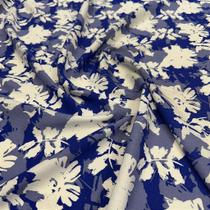 Tecido Viscolinho Floral Verde e Azul para Roupas Femininas - 1,50m