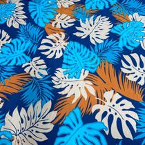 Tecido Viscose Azul Estampa Folhagens Tropical 1,45m Para Vestidos Femininos BOHO - Oasis Decor