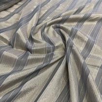 Tecido Voil Nápoles Listrado 3,00x1,00m com Fios Dourados para Cortinas