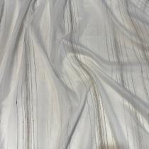 Tecido Voil Trabalhado Listrado Branco e Bege para Cortinas - 3,00x1,00m