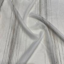 Tecido Voil Trabalhado Listrado Branco e Bege para Cortinas - 3,00x1,00m