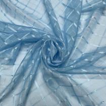 Tecido Voil Xadrez Azul Bebê 3m largura - Tecido para Cortina