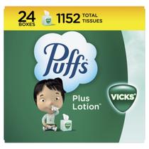 Tecidos faciais: loção Puffs Plus com Vicks 24 cubos e 48 lenços Tecidos faciais: loção Puffs Plus com Vicks 24 cubos e 48 lenços
