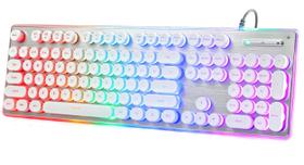 Teclado ANSWK Typewriter Style Metal Panel 104 teclas branco Teclado ANSWK Typewriter Style Metal Panel 104 teclas branco