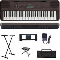 Teclado Arranjador Yamaha PSR-E360 61 teclas Dark Walnut + Suporte + Capa + Banco