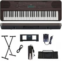 Teclado Arranjador Yamaha PSR-E360 61 teclas Dark Walnut + Suporte + Capa + P10 + Pedal