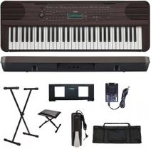 Teclado Arranjador Yamaha PSR-E360 61 teclas Dark Walnut + Suporte + Capa + Pedal + Banco