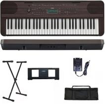 Teclado Arranjador Yamaha PSR-E360 61 teclas Dark Walnut + Suporte + Capa