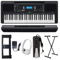 Teclado Arranjador Yamaha PSR-E373 61 teclas + Suporte X + Pedal + Fone Branco