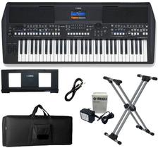 Teclado Arranjador Yamaha PSR-SX600 + Suporte Barra Dupla + Capa Acolchoada + Cabo P10