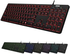 Teclado Arteck Backlit USB com fio de tamanho completo para PC/laptop