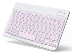 Teclado Bluetooth retroiluminado recarregável para tablet Samsung iPad 11ª 10ª geração iPad Pro M4 13 11 12,9 polegadas, iPad Air M3 M2, 5ª geração, iPad mini 7 6, telefone iPhone, teclado sem fio pequeno (branco)