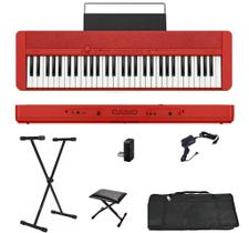 Teclado Casio Casiotone CT-S1 61 teclas Bluetooth Vermelho + Suporte + Capa + Banco