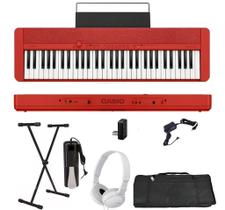 Teclado Casio Casiotone CT-S1 61 teclas Bluetooth Vermelho + Suporte + Capa + Pedal + Fone
