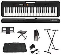 Teclado Casio Casiotone CT-S200 61 Teclas Preto + Suporte + Capa + Pedal + Banco
