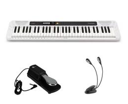 Teclado Casio Casiotone CT-S200 WH com Luminária e Pedal Kit