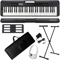 Teclado Casio Casiotone CT-S300 61 Teclas Preto + Suporte + Capa + Fone Branco